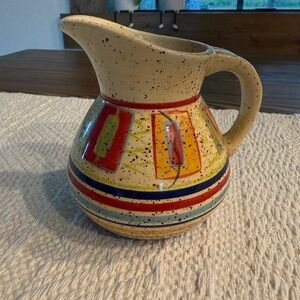 Pfaltzgraff Cream and Red‎ Ceramic Art Small Pitcher